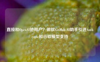 直接和OpenAI抢用户？微软GitHub AI助手引进Anthropic和谷歌模型支持