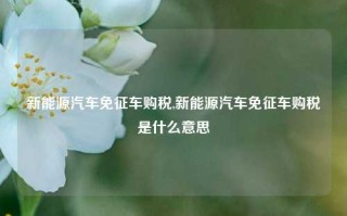 新能源汽车免征车购税,新能源汽车免征车购税是什么意思