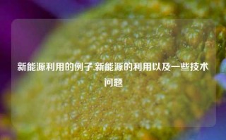 新能源利用的例子,新能源的利用以及一些技术问题