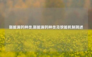 新能源的种类,新能源的种类及放能机制简述