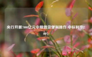 央行开展7000亿元中期借贷便利操作 中标利率2.00%