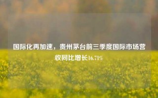 国际化再加速，贵州茅台前三季度国际市场营收同比增长16.71%