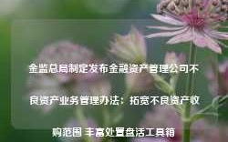 金监总局制定发布金融资产管理公司不良资产业务管理办法：拓宽不良资产收购范围 丰富处置盘活工具箱