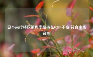 日本央行将政策利率维持在0.25%不变 符合市场预期