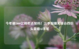 今年砸2000亿明年还加码！三季报曝光硅谷四巨头豪赌AI手笔