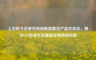 上交所今日举办科创板指数及产品交流会，研讨ETF市场生态圈建设等四项内容