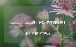 Columbia Financial盘中异动 下午盘快速上涨5.11%报19.22美元