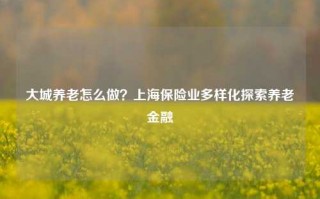 大城养老怎么做？上海保险业多样化探索养老金融