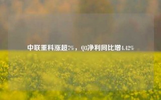 中联重科涨超7%，Q3净利同比增4.42%