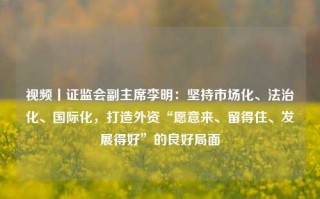 视频丨证监会副主席李明：坚持市场化、法治化、国际化，打造外资“愿意来、留得住、发展得好”的良好局面