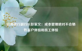 招商银行副行长彭家文：成本管理绝对不会牺牲客户体验和员工体验