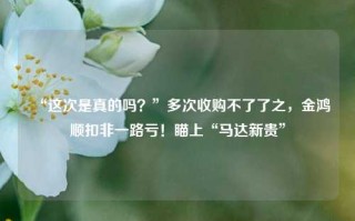 “这次是真的吗？”多次收购不了了之，金鸿顺扣非一路亏！瞄上“马达新贵”