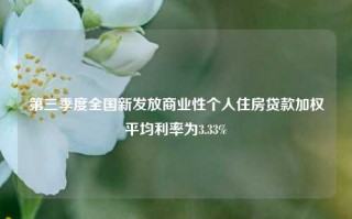 第三季度全国新发放商业性个人住房贷款加权平均利率为3.33%