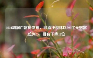 2024胡润百富榜发布，郎酒汪俊林以590亿元财富位列65，排名下降18位