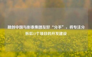 融创中国与彰泰集团友好“分手”，将专注分拆后12个项目的开发建设