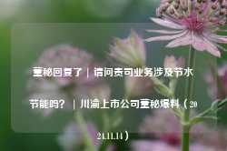 董秘回复了 | 请问贵司业务涉及节水节能吗？ | 川渝上市公司董秘爆料（2024.11.14）-第1张图片-新能源