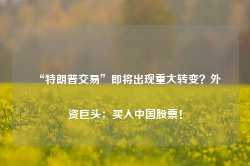 “特朗普交易”即将出现重大转变？外资巨头：买入中国股票！-第1张图片-新能源